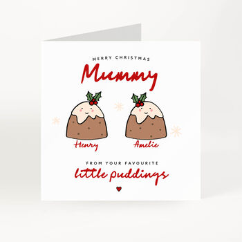 Personalised Christmas Card For Mummy Little Pudding Design, 2 of 7