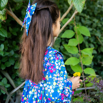 Sofia Girls Cotton Dress With Matching Hair Clip, 4 of 5