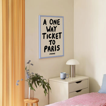 A One Way Ticket To Paris Hand Painted Print, 9 of 9