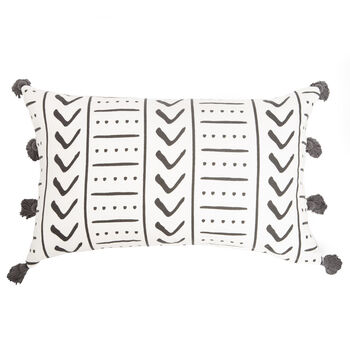 Uma Recycled Cotton Rectangle Cushion In Charcoal, 2 of 3