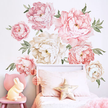 Watercolour Peonies Fabric Wall Sticker, 3 of 5