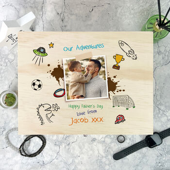 Personalised 'Our Adventures' Kids Doodle Memory Box, 4 of 10