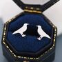Crow Bird Stud Earrings In Sterling Silver, thumbnail 3 of 11