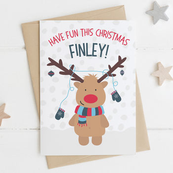 Cute Reindeer Christmas Card For Children, 2 of 3
