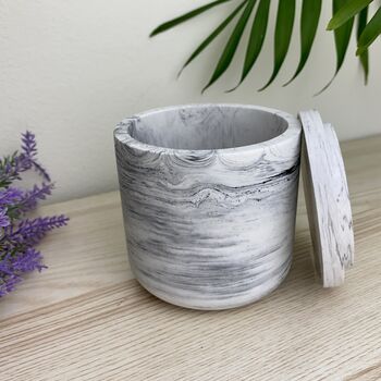 Smooth Grey Marbled Storage Pot With Lid, 2 of 6