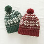 Fair Trade Nordic Snowflake Wool Knit Unisex Bobble Hat, thumbnail 1 of 5