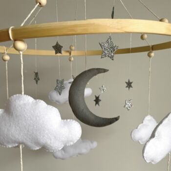 Handmade Moon And Stars Baby Crib Mobile, 2 of 5