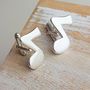 Silver Eighth Note Musical Cufflinks, thumbnail 1 of 7