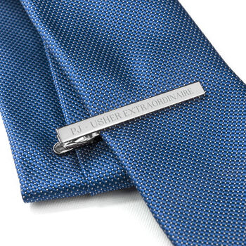 Personalised Rhodium Plated Tie Clip, 3 of 8