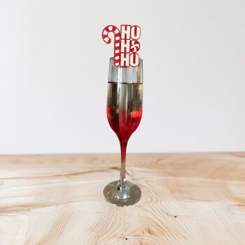 Six X Ho Ho Ho Candy Cane Drinks Toppers, Festive Cocktails, Christmas Drink Decorations, Charms, 2 of 7