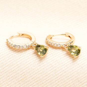Birthstone Crystal Huggie Hoop Earrings In Gold, 9 of 12