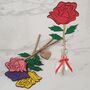 Handpainted Wooden Rose Birth Flower June In Vase, thumbnail 2 of 7