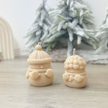 Pair Of Christmas Snowman Candles And Christmas Decorations, 9 of 10