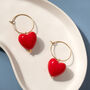 Statement Red Heart Charm Hoop Earrings, thumbnail 1 of 6