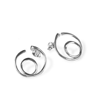 Sterling Silver Loops Stud Earrings, 3 of 4
