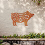 Floral Pig Metal Wall Art For Garden And Home Decor Gift, thumbnail 1 of 10