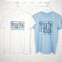 Bride And Bride Tribe Blue Floral Hen Do T Shirt Set, thumbnail 1 of 2