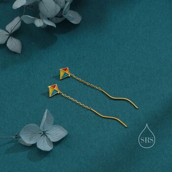 Sterling Silver Flying Kite Threader Earrings, 2 of 11
