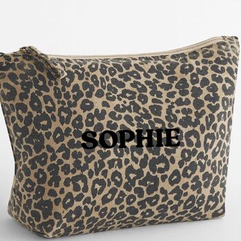 Leopard Print Toiletries Pouch Personalised, 2 of 3