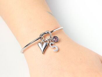 Personalised Heart Initial Silver Bracelet Friendship Knot, 8 of 11