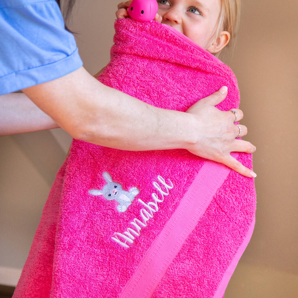 Children's Personalised Woodland Animals Bath Towel, 1 of 9