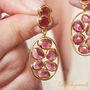 Red Garnet Statement Drop Stud Gold Silver Earrings, thumbnail 3 of 9
