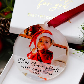 Personalised Baby's First Christmas Photo Bauble 2024, 4 of 10