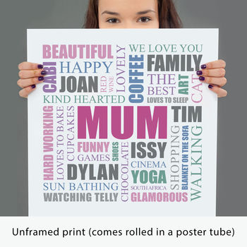 Personalised Mum Square Typographic Word Art, 10 of 12
