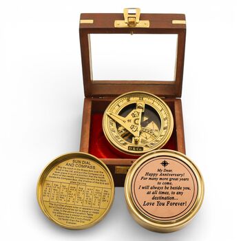 Eternal Direction Brass And Copper Colour Anniversary Sundial Compass, 2 of 12