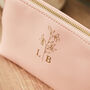 Personalised Birth Flower Pink Medium Make Up Bag, thumbnail 3 of 5