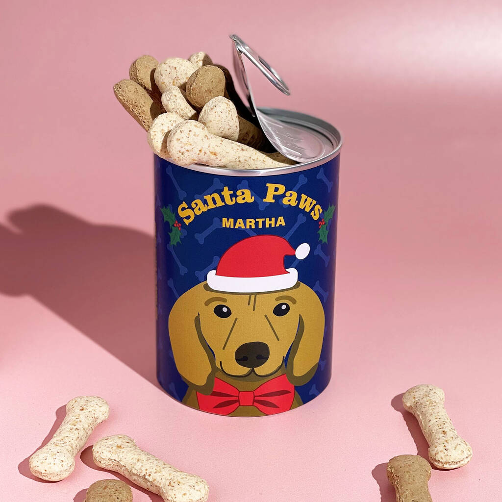 Personalised Christmas Dog Treats Tin Gift For Dogs, 1 of 3