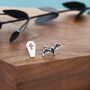 Mismatched Coffin And Bat Stud Earrings In Sterling Silver, thumbnail 6 of 12