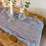 Dusty Blue Crinkled Cheesecloth Wedding Table Runner 3m, thumbnail 1 of 4