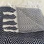 Navy Herringbone Soft Cotton Bedspread, thumbnail 7 of 12