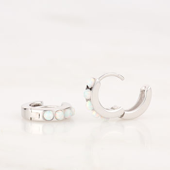 Opal Huggie Hoop Earrings, 8 of 12