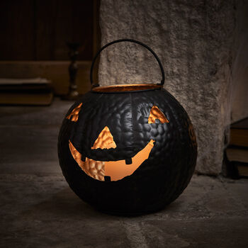 Black Lantern Pumpkin Decoration With Tru Glow® Candle, 2 of 3