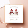 Personalised Snowman Twin Girls Christmas Card, thumbnail 2 of 4
