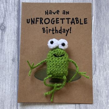 Frog Unforgettable Crochet Birthday Card Handmade, 9 of 12