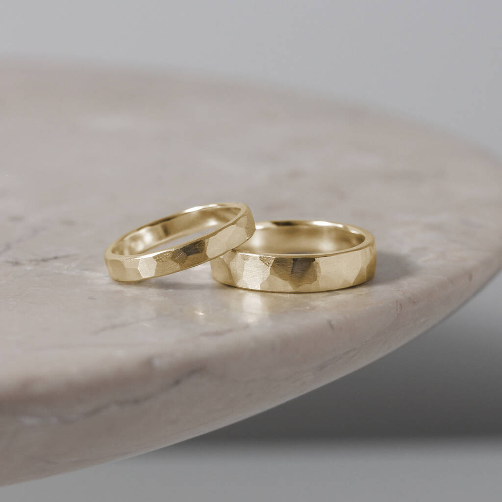 Brushed Hammered 9ct/18ct Gold Ring, 1 of 6