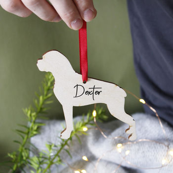 Dog Personalised Wooden Christmas Hanging Decoration, 5 of 12