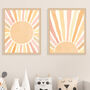 Two Boho Suns Kids Nursery Wall Art Print Gift, thumbnail 2 of 6