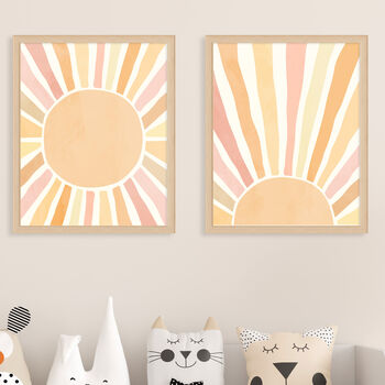 Two Boho Suns Kids Nursery Wall Art Print Gift, 2 of 6