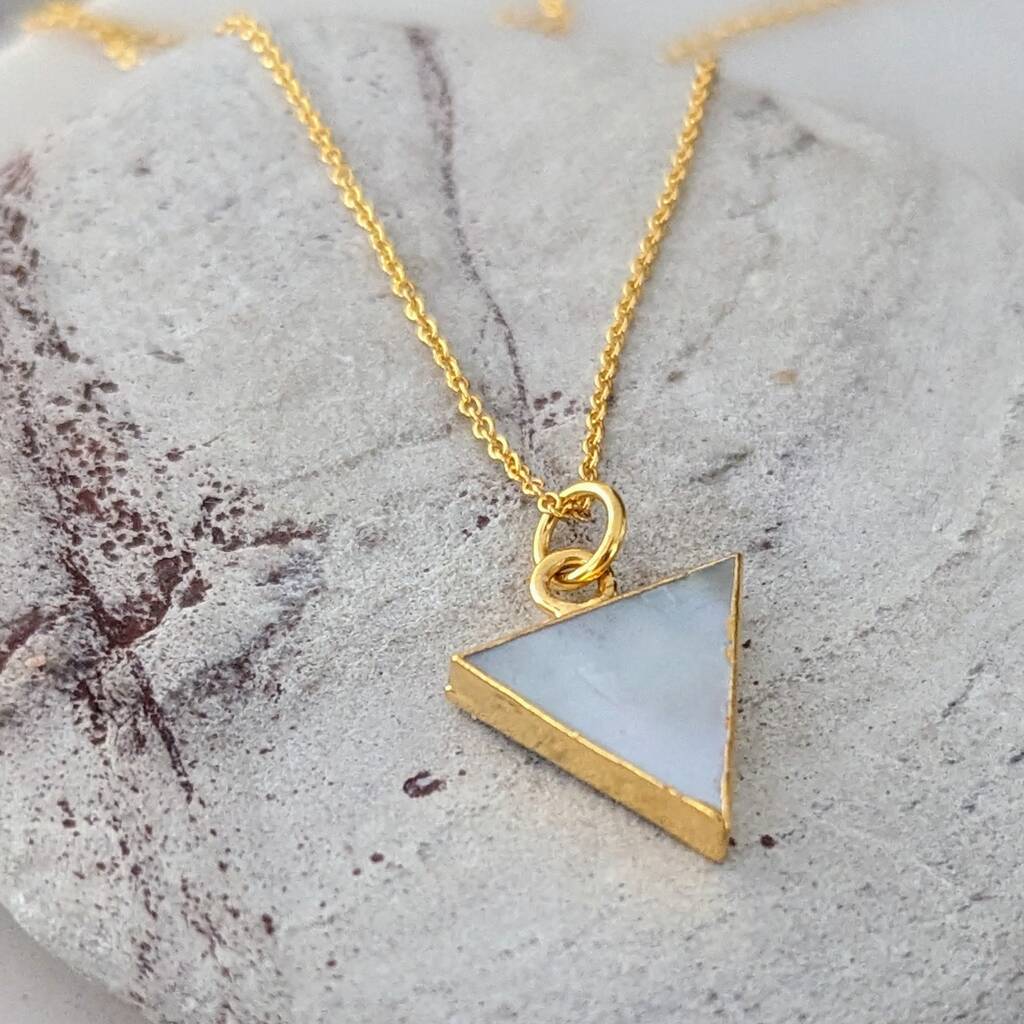 The Triangle Mother Of Pearl Gold Plated Necklace By Lapis London ...