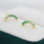 Ombre Emerald Green Cz Curved Bar Stud Earrings, thumbnail 5 of 11