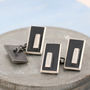 Double Sided Chain Cufflinks. Black Rectangle Cufflinks, thumbnail 8 of 11
