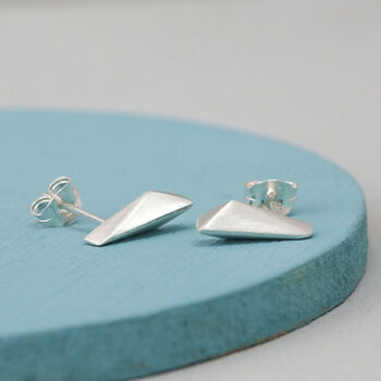 Simple Sterling Silver Studs. Kite Shape, 5 of 10