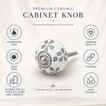 Round Shaped Misty Bloom Ceramic Drawer Knob, 6 of 9
