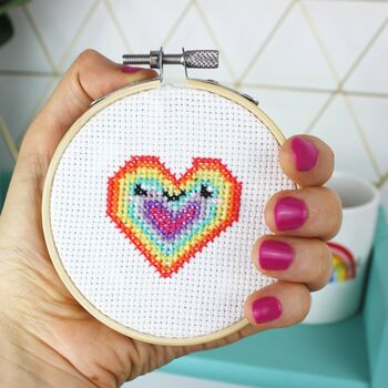 Rainbow Heart Mini Cross Stitch Kit, 5 of 6