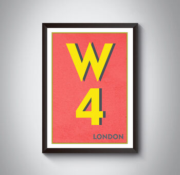 W4 Hammersmith London Postcode Typography Print, 6 of 10