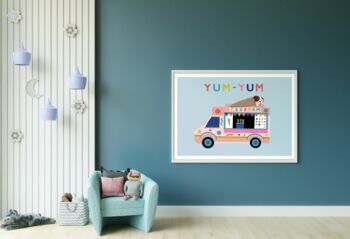 Personalised Kids Ice Cream Truck Print, 3 of 6